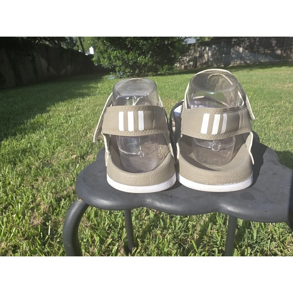 Adidas Adilette 2.0 Sandals Green Olive White Strap Slide Mens